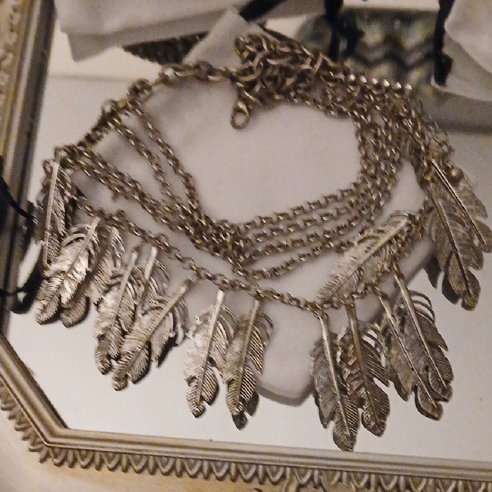 Elegant Silver Feather Necklace